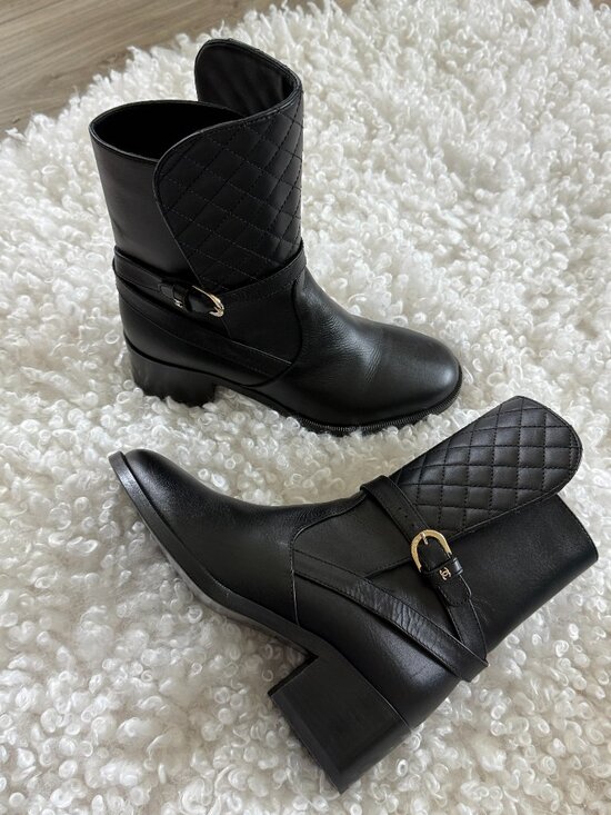 CHANEL Shoes - Authentic Chanel black leather ankle boots- SIZE 38